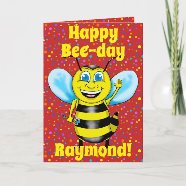 Happy Bee Birthday Card (Front)
