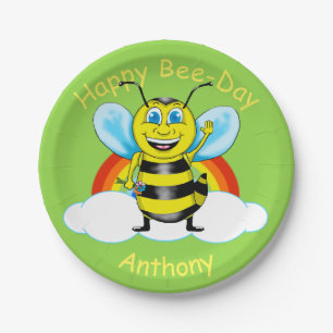 Happy Bee Birthday Paper Plates (Customisable)