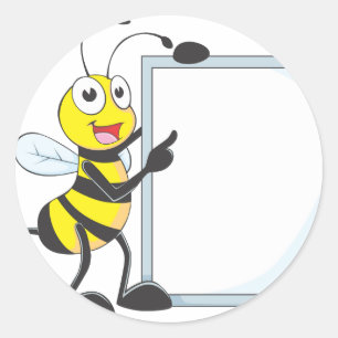 Happy Bee Classic Round Sticker