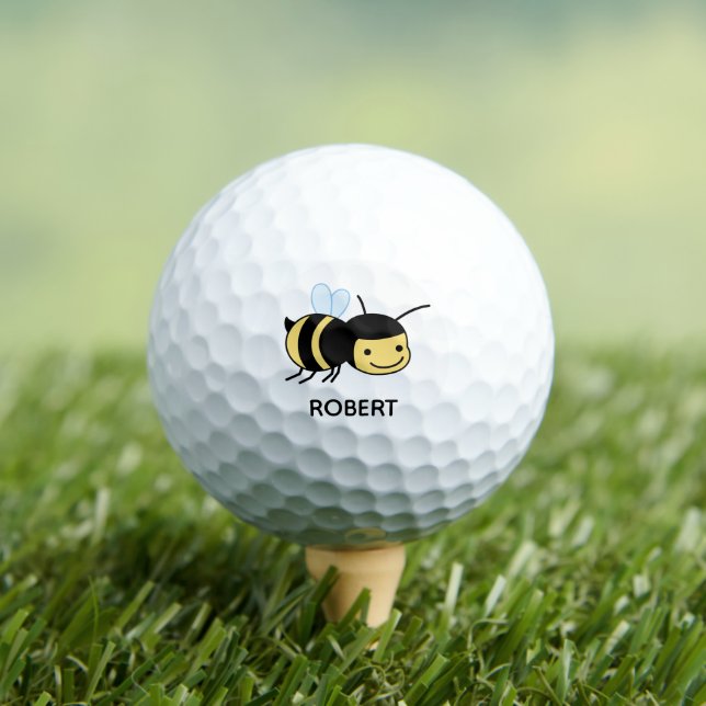Happy Bee Custom Name Golf Balls (Insitu Tee)