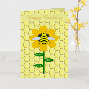 Happy Bee Day Birthday Bumblebee Custom Foil Greeting Card