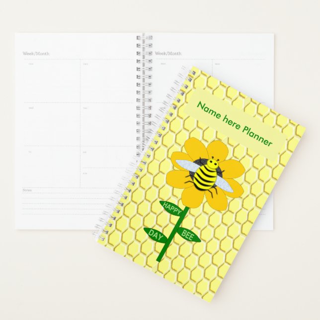 Happy Bee Day Birthday Bumblebee Custom Planner (Display)