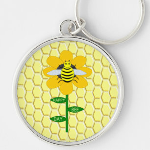 Happy Bee Day Birthday Bumblebee Key Ring