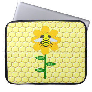 Happy Bee Day Birthday Bumblebee Laptop Sleeve