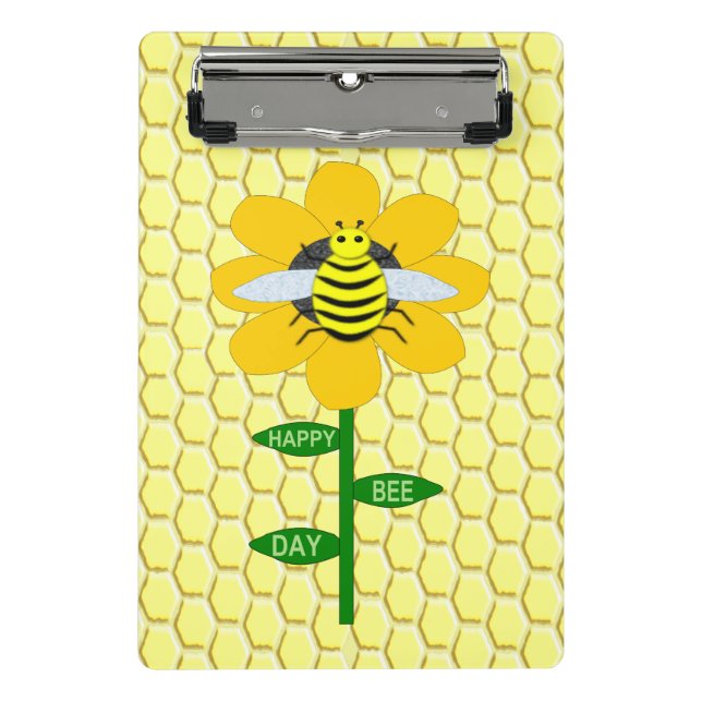Happy Bee Day Birthday Bumblebee Mini Clipboard (Front)