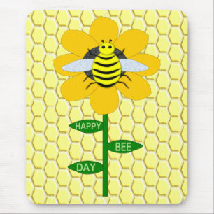 Happy Bee Day Birthday Bumblebee Mouse Pad