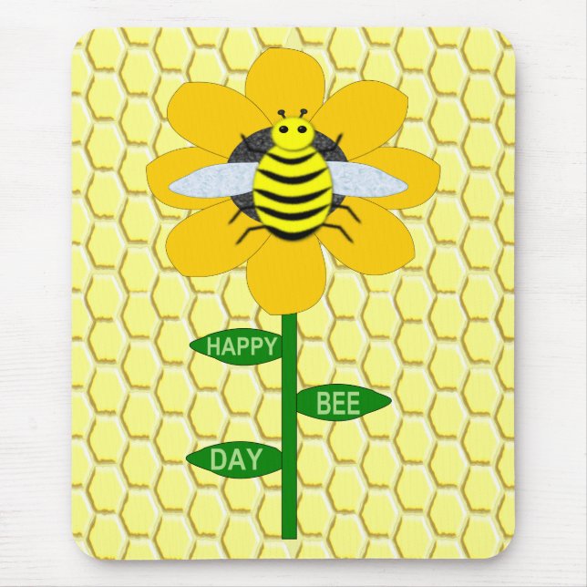 Happy Bee Day Birthday Bumblebee Mouse Pad (Front)