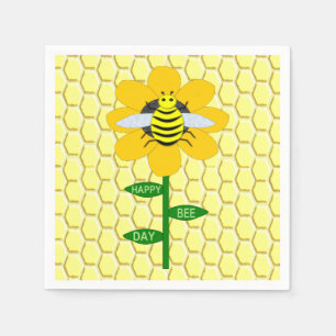 Happy Bee Day Birthday Bumblebee Napkin