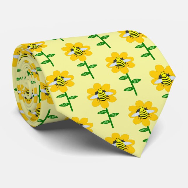 Happy Bee Day Birthday Bumblebee Tie (Rolled)