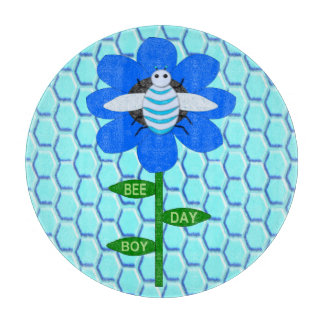 Happy Bee Day Boy Blue Birthday Bumblebee Cutting Board