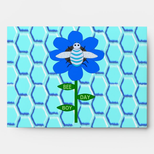Happy Bee Day Boy Blue Birthday Bumblebee Envelope (Front)