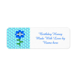 Happy Bee Day Boy Blue Birthday Bumblebee Food Return Address Label