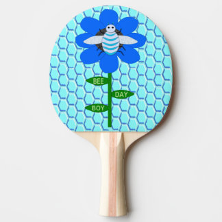 Happy Bee Day Boy Blue Birthday Bumblebee Ping Pong Paddle