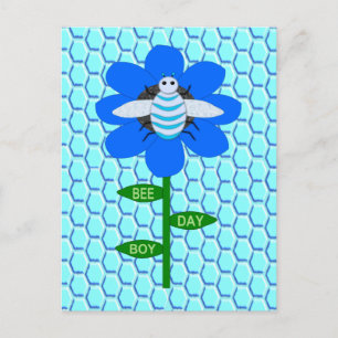 Happy Bee Day Boy Blue Birthday Bumblebee Postcard
