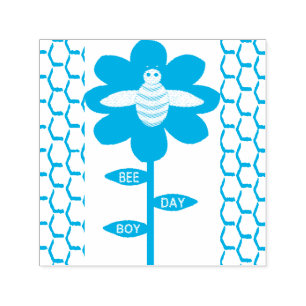 Happy Bee Day Boy Blue Birthday Bumblebee Self-inking Stamp