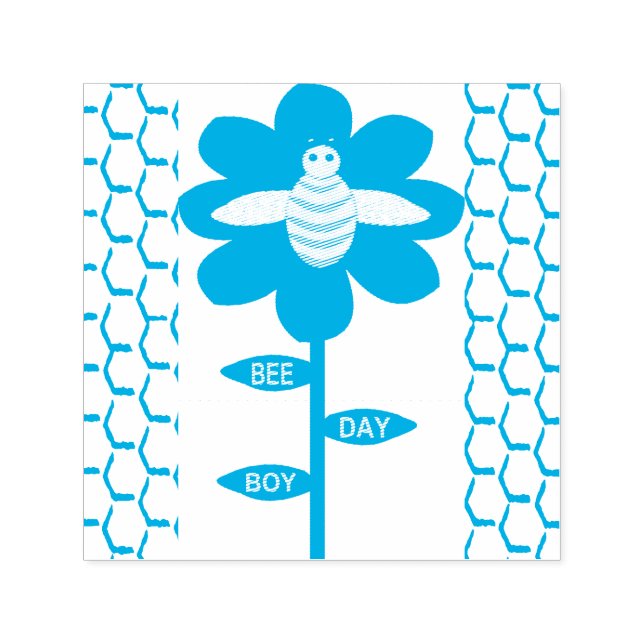 Happy Bee Day Boy Blue Birthday Bumblebee Self-inking Stamp (Design)