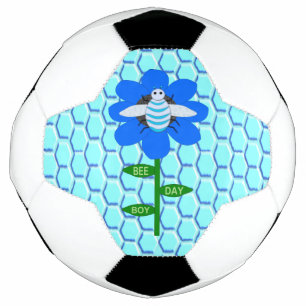 Happy Bee Day Boy Blue Birthday Bumblebee Soccer Ball