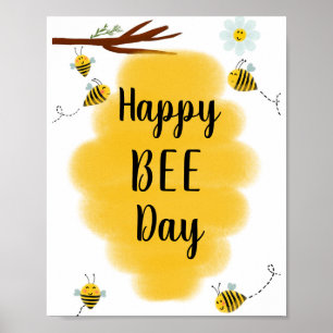 Happy Bee Day    Bumble Bee Birthday Party Sign