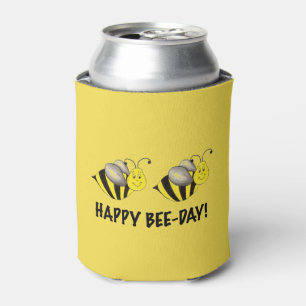 Happy Bee-Day Bumblebee Yellow Bumble Bee Birthday Can Cooler