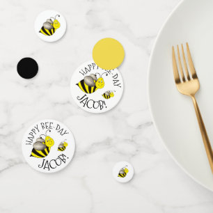 Happy Bee-Day Bumblebee Yellow Bumble Bee Birthday Confetti