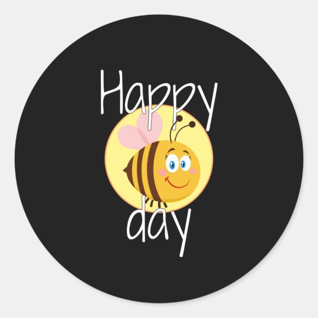 Happy bee day classic round sticker (Front)