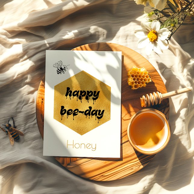 Happy Bee Day Foil Honeycomb Birthday Card (Creator Uploaded)