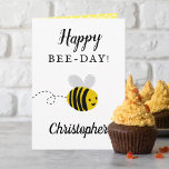 Happy Bee-day! Funny Bee Birthday Card<br><div class="desc">Send a special bee-day greeting with this cute and funny bee birthday card. The name on the front can easily be personalised for that special person and the inside of the greeting card is blank for you to hand write a personal message.</div>
