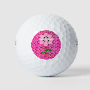 Happy Bee Day Girl Pink Birthday Bumblebee Golf Balls