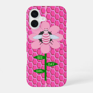Happy Bee Day Girl Pink Birthday Bumblebee iPhone 16 Case