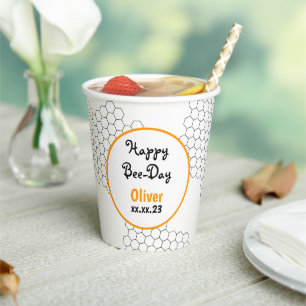 Happy Bee Day Honeycomb Paper Cups