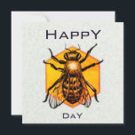Happy Bee Day Modern Funny Honey Bee Birthday Card<br><div class="desc">Honey bees with yellow orange hexagon with happy birthday text and names to personalise. Happy Bee Day !</div>