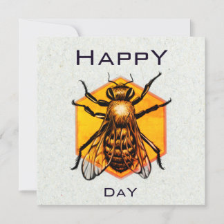 Happy Bee Day Modern Funny Honey Bee Birthday Card