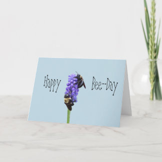 Happy Bee-Day Sweet Bee Blue Birthday Card