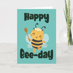 Happy Bee-day with Cute bee folded card