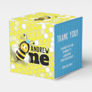 Happy Bee First Birthday Favour Boxes 2x2