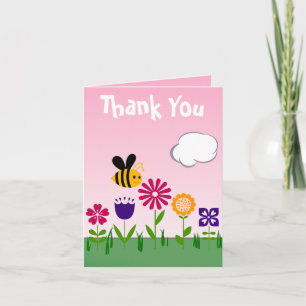 Happy Bee Flower Garden Custom BIRTHDAY THANK YOU Card