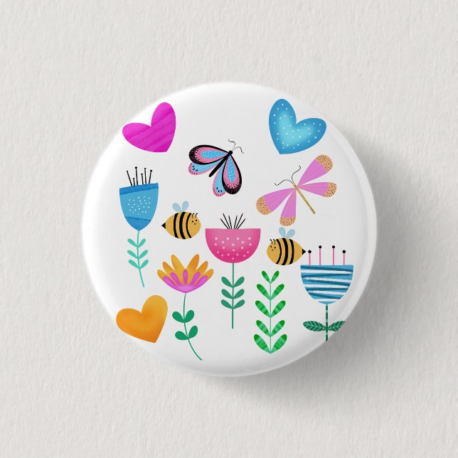 Happy Bee Garden 3 Cm Round Badge (Front)