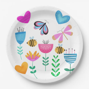 Happy Bee Garden Paper Plate