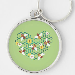 Happy Bee Heart Key Ring