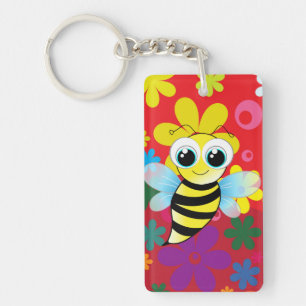 Happy bee key ring