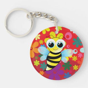 Happy bee key ring