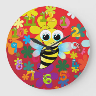 Happy bee large clock