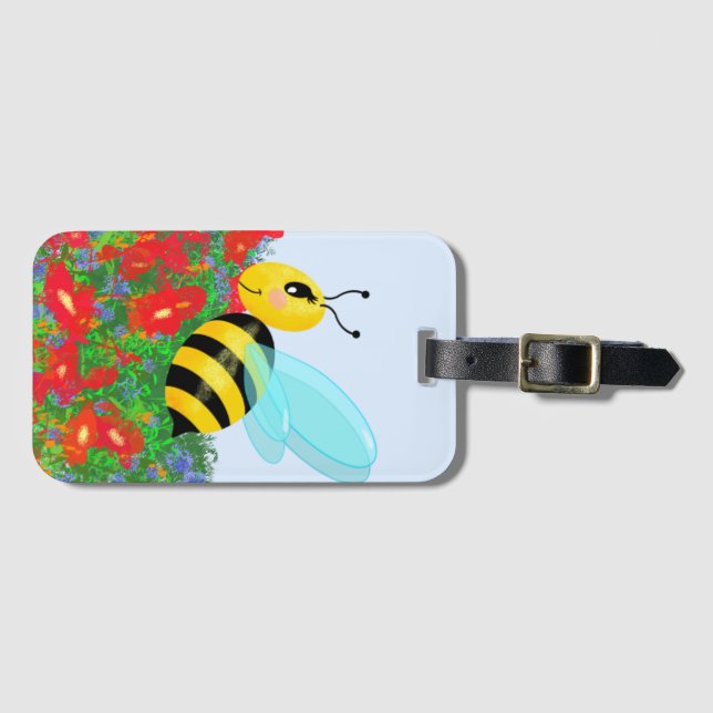 happy bee luggage tag (Front Horizontal)
