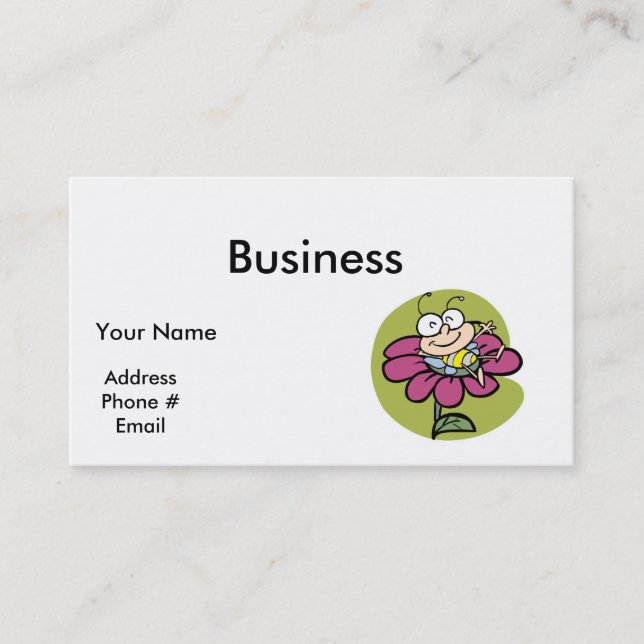 happy bee on flower business card (Front)