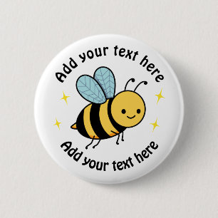 Happy Bee Personalized 6 Cm Round Badge