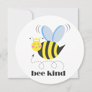 Happy bee princess with crown and slogan Bee Kind
