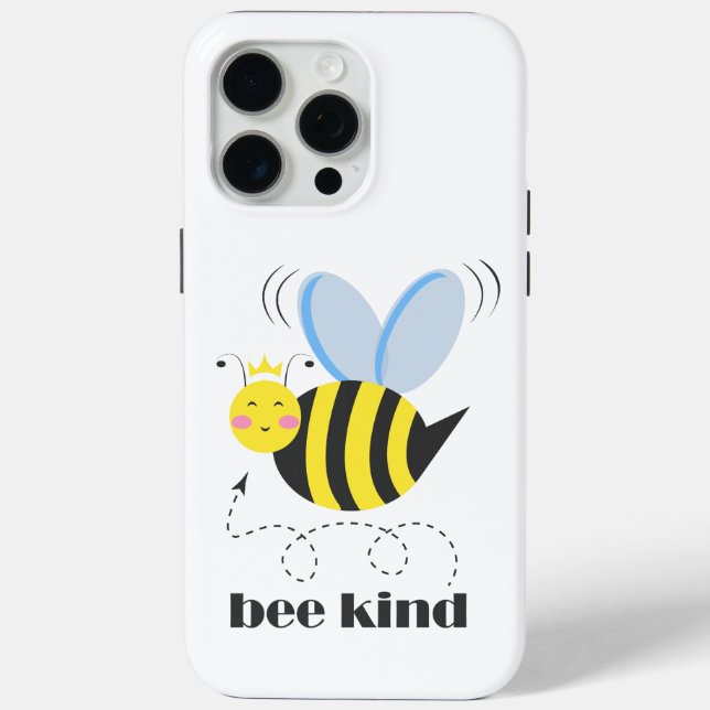 Happy bee princess with crown and slogan Bee Kind Case-Mate iPhone Case (Back)