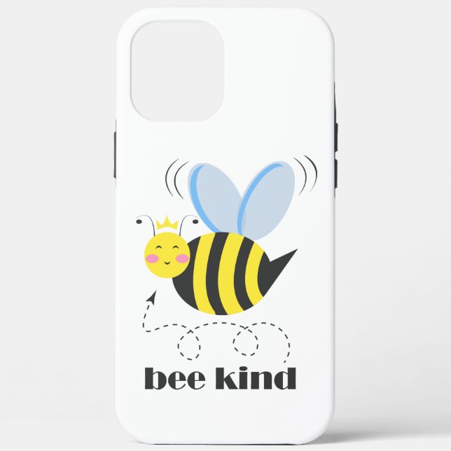 Happy bee princess with crown and slogan Bee Kind Case-Mate iPhone Case (Back)