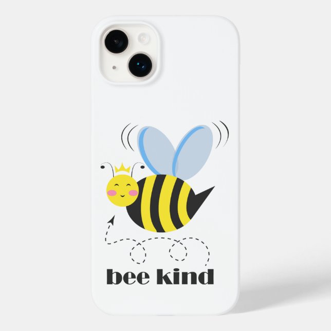 Happy bee princess with crown and slogan Bee Kind Case-Mate iPhone Case (Back)