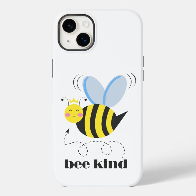 Happy bee princess with crown and slogan Bee Kind Case-Mate iPhone Case (Back)